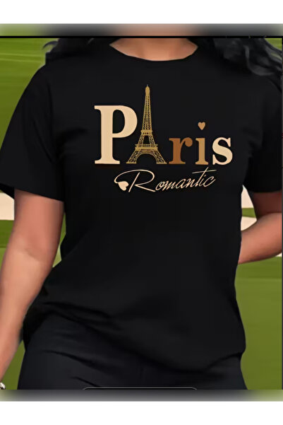 TİMİSİVA Μπλουζάκι Unisex oversized PARİS3 B με τύπωμα με κοντό μανίκι ΜΑΥΡΟ