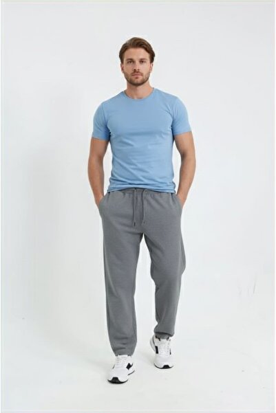 fh fashionhere Men's Comfortable Fit Wide Cut Loose Leg Baggy 2 Thread Smoked Sweatpants