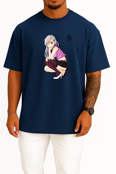 Bahriyeli Collection oversized Meliodas Unisex T-Shirt με σχέδιο στήθους με τ...