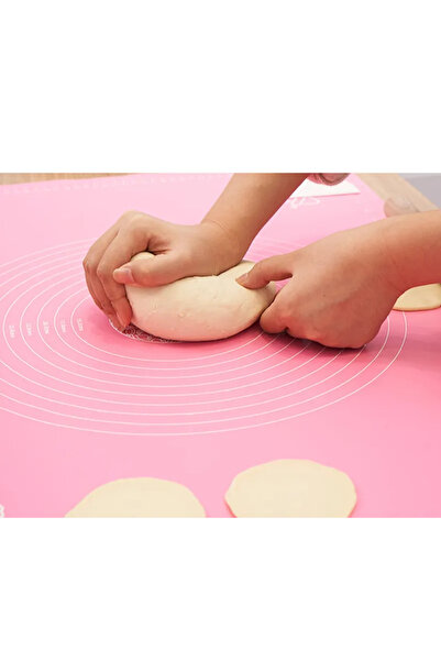 ZUZU MADE Pembe Renk Büyük Boy 45 cm X 65 cm Silikon Hamur Açma Matı
