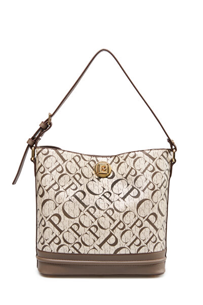 Pierre Cardin Gold Monogram Women's Handbag with Adjustable Strap and Lock Closure - Shoulder Bag 05Po25Y2511