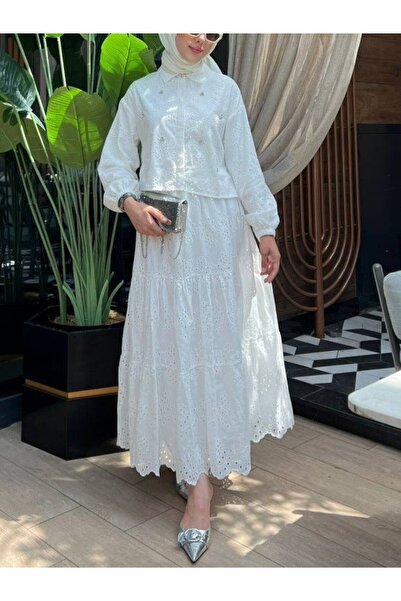 MACMODA طقم تنورة بتفاصيل صدفي