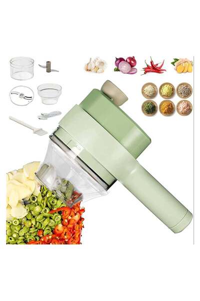 Generic 4 in 1 Portable Electric Vegetable Cutter Set,Gatling Vegetable Chopper Mini Wireless Food Processo