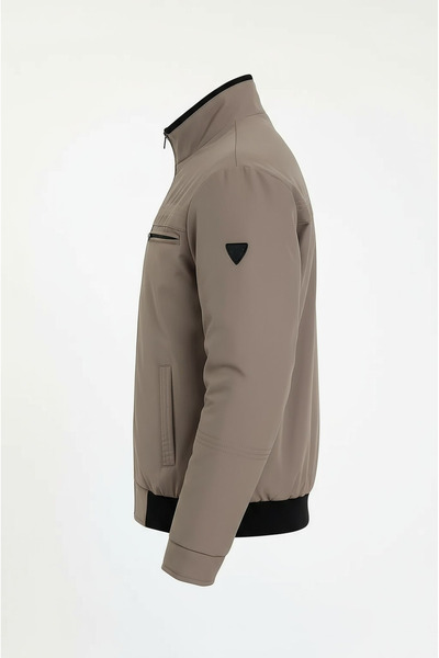 CIVILTIPOLO Men's Regular Fit Ribbed Inner Pocket Zippered Water Repellent Basic Casual Jacket Style Coat