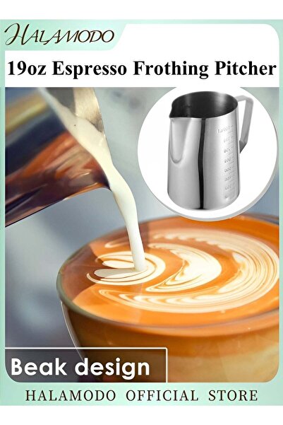 Generic HALAMODO 19oz Espresso Milk Frothing Pitcher with Measurement Scale Espresso Steaming Pitcher Coffe