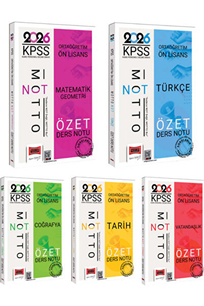 Yargı Yayınları 2026 KPSS Ortaöğretim Ön Lisans Motto Serisi Tüm Dersler Özet...