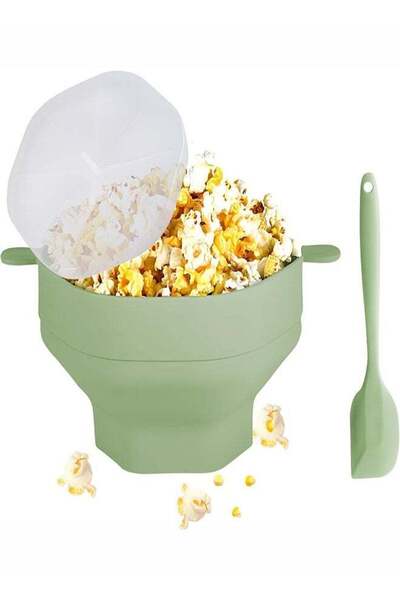 Generic Silicone Microwave Popcorn Popper, Foldable Popcorn Popper Bowl with Lid and Handle for Home Movie
