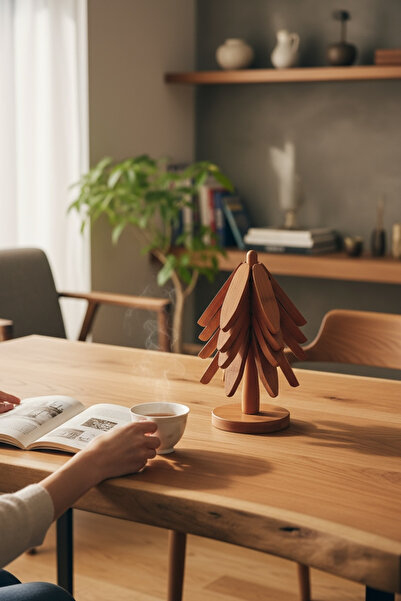 zezedesing Acacia Foldable Decorative Stand Tree Trivet Set (for under Heat-Resistant Cups and Pots)