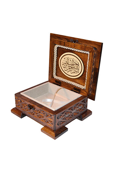 COPPERMALL HANDMADE صندوق خشبي للقرآن الكريم بحجم الجيب، صندوق تخزين وهدايا ل...
