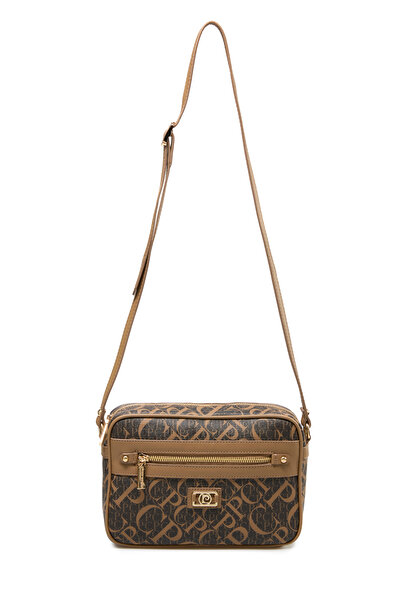 Pierre Cardin Brown Monogram Adjustable Strap Zipper Closure Women's Handbag ...