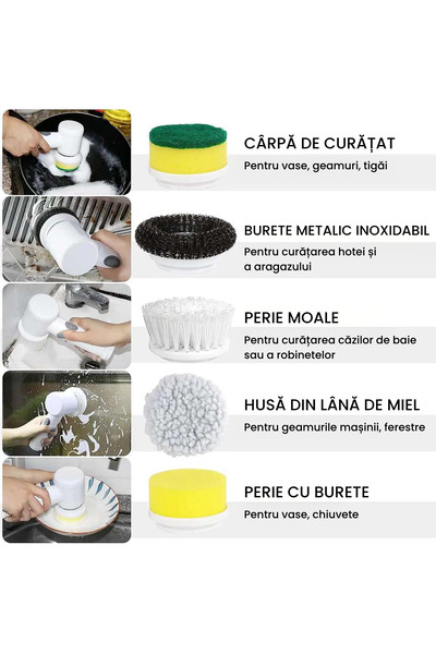 OEM 5-in-1 Electric Cleaning Brush, USB Rechargeable, White, Multifunctional