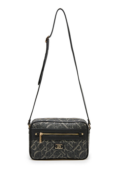 Pierre Cardin Geantă de mână pentru femei cu monogramă neagră, cu curea regla...