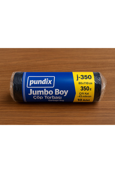 Pundix J350 Jumbo Boy Çöp Torbası 80X110 cm – 1 Rulo (10 Adet) – 350 Gr – Day...