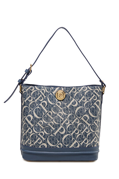 Pierre Cardin Navy Blue Monogram Adjustable Strap Lock Closure Women's Handba...