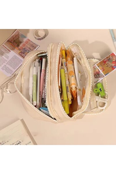 synshop Kawaii Travel Large Capacity Oxford Cloth Multi-Compartment Large Size Pen Holder Pencil Case Gift