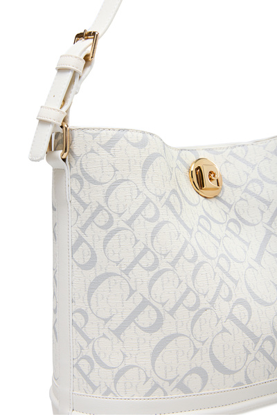 Pierre Cardin White Monogram Women's Handbag with Adjustable Strap and Lock Closure - Shoulder Bag 05Po25Y2511