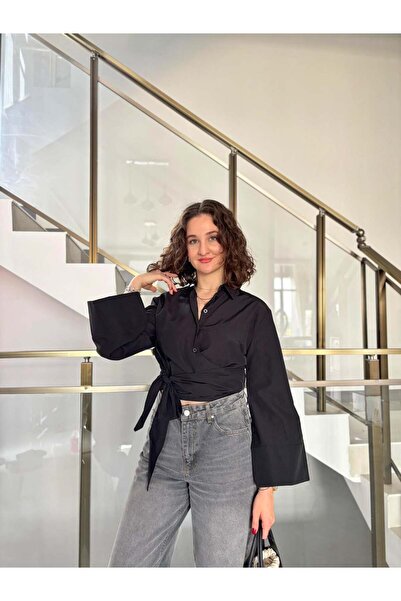 Sude Kızanlıklı Wide Sleeve Tie Detailed Shirt