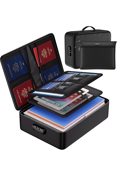 Engpow Fireproof File Organizer Bag with Lock – Multi-layer Safe for Documents, Passport, Certific