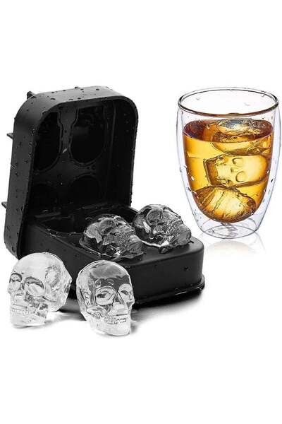 Generic 3D Ice Cube Mold, Round Ice Cube Molds, Flexible Silicone Skull Ice Maker, BPA Free, Non Toxic, For