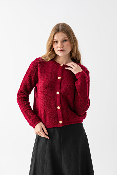 Loov كارديجان ناعم بنسيج منشفة - موديل كارديجان أنيق مع تفاصيل أزرار ذهبية - ...