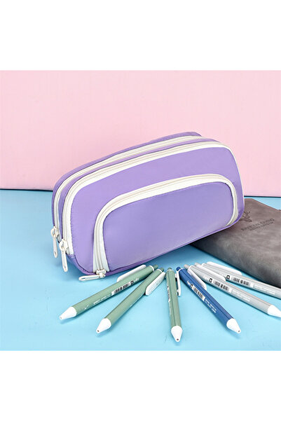 synshop Kawaii Travel Geniş Kapasiteli Oxford Kumaş Çok Bölmeli Büyük Boy Kalemlik Kalem Kutusu Hediyelik