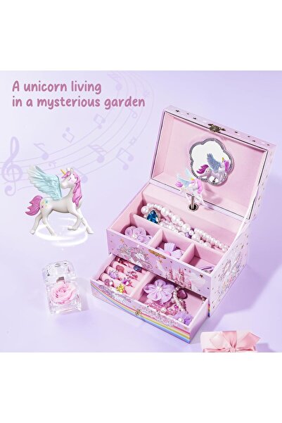 PROCASE Children's Jewelry Box, Kids Jewelry Organizer with Unicorn - Sunshine