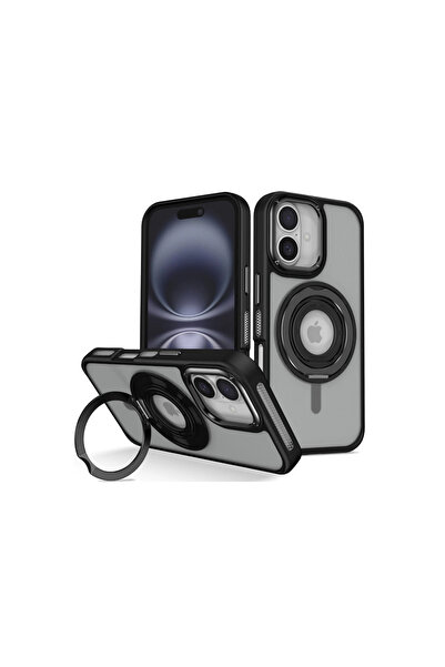 Twin Store غطاء حامل ماجسيف من بانزا لهاتف آيفون 16 - أسود