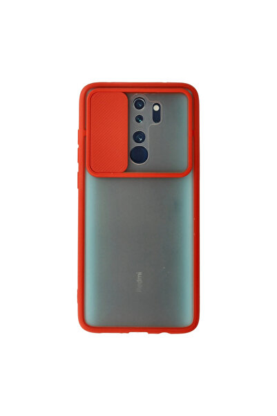 Twin Store حافظة ريدمي نوت 8 من السيليكون المنزلق لكاميرا بالم - أحمر