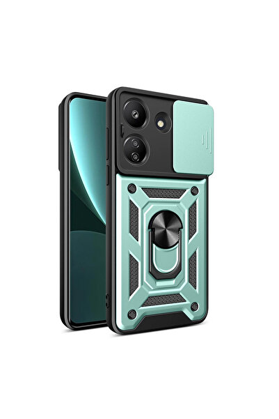 Twin Store حافظة ريدمي 13C من السيليكون مع حلقة عدسة بارس - أخضر