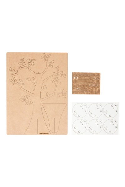 Vintium Wooden Family Tree Decoration, white with customizable discs