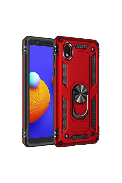 Twin Store غطاء حماية لهاتف Galaxy A01 Core من السيليكون مع حلقة - أحمر