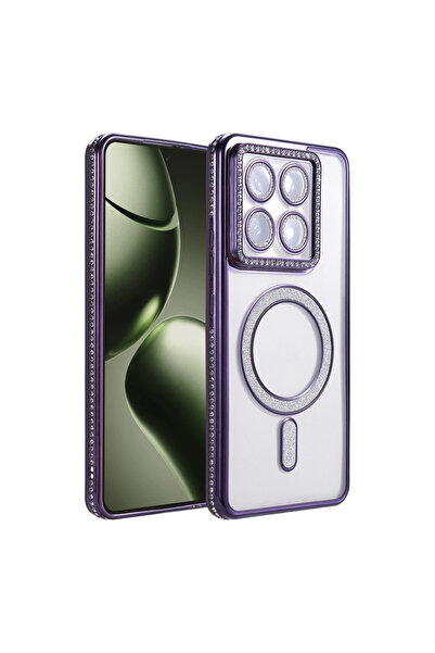 Twin Store حافظة مغناطيسية لامعة لهاتف Mi 14T - بنفسجي غامق