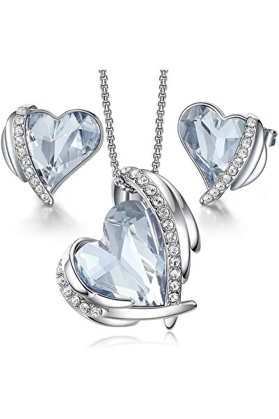 takantakana Stylish Colorful Stone, Zircon Stone Embroidered Heart Jewelry Se...
