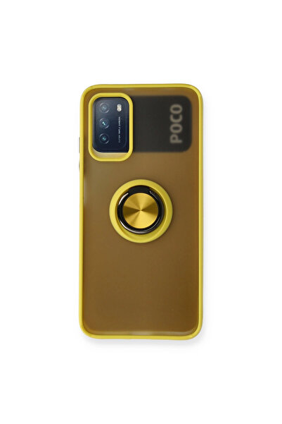 Twin Store غطاء حماية سيليكون لهاتف ريدمي 9T بتصميم مونتريال مع حلقة - أصفر