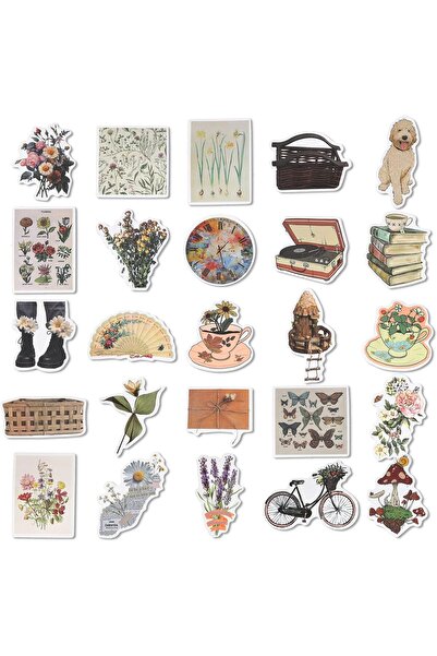 PROCASE 50 Pieces Vintage Aesthetic Stickers, Waterproof Cute Sticker Decals