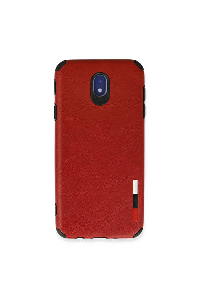 Twin Store حافظة جلدية من السيليكون لهاتف جالاكسي J7 / J730 - أحمر