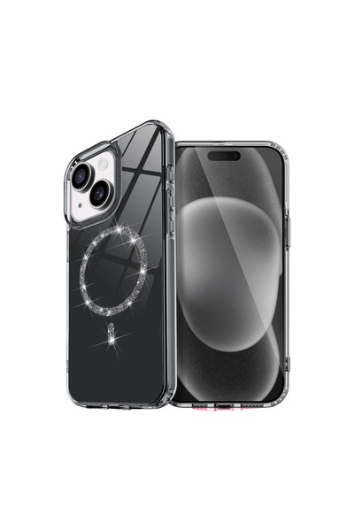 Twin Store غطاء آيفون 15 لايف دايموند ماج سيف - أسود