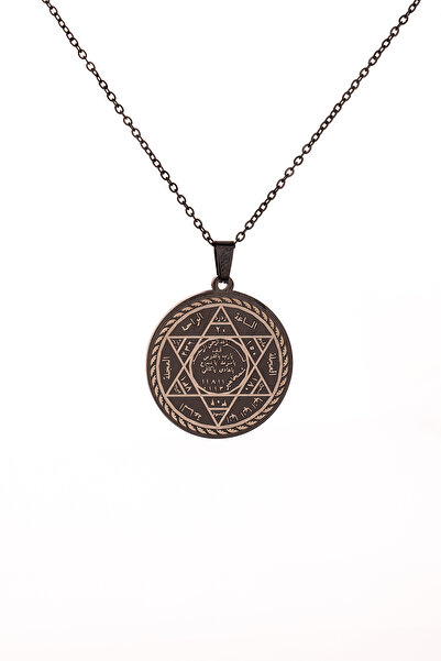 TAKI DERYASI Süleyman Mührü ve Cin Mektubu Yazılı Çelik Kolye Kararmaz Paslan...