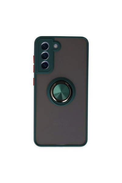 Twin Store غطاء سيليكون لهاتف Galaxy S21 Fe مع حلقة مونتريال - أخضر