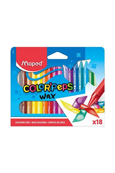 Maped أقلام شمعية ملونة من مجموعة بيبس، 18 لونًا