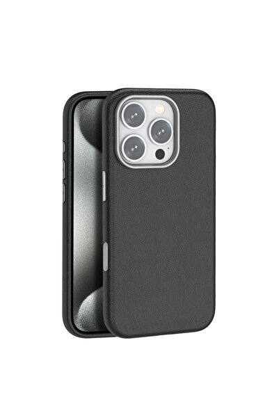 Twin Store غطاء ماج سيف من الجلد لهاتف آيفون 16 - أسود