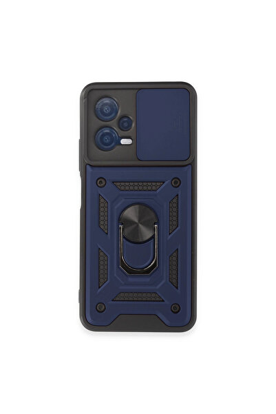 Twin Store حافظة Redmi Note 12 5G من السيليكون مع حلقة عدسة - أزرق داكن