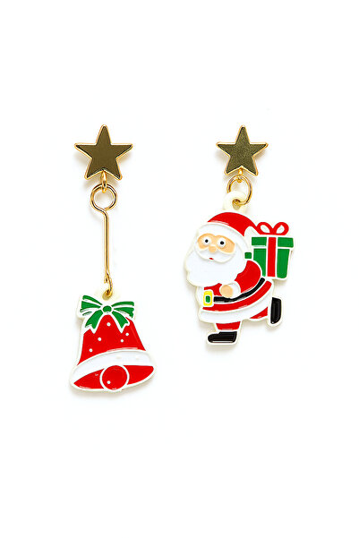 BearPear 2'li Küpe Yılbaşı Konseptli Asimetrik Küpe Serisi