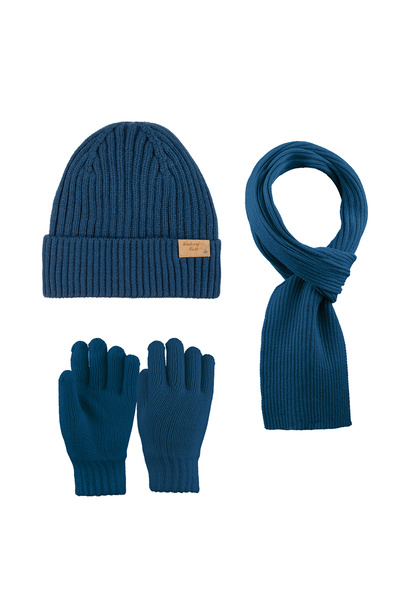 Kitti 9-15 Years Old Waiter 3 Piece Set Men's Scarf, Gloves and Hat Set with Fleece Inside