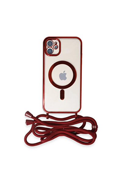 Twin Store جراب آيفون 11 ديفو ليزر مزود بحزام ماجسيف - أحمر