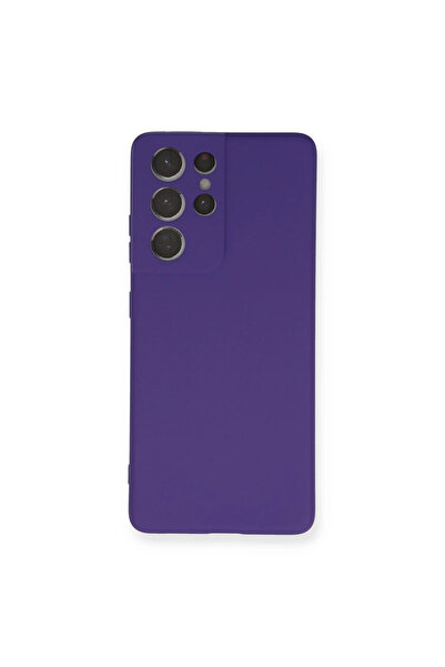 Twin Store حافظة جالاكسي S21 نانو من الداخل مخملية من السيليكون - بنفسجي