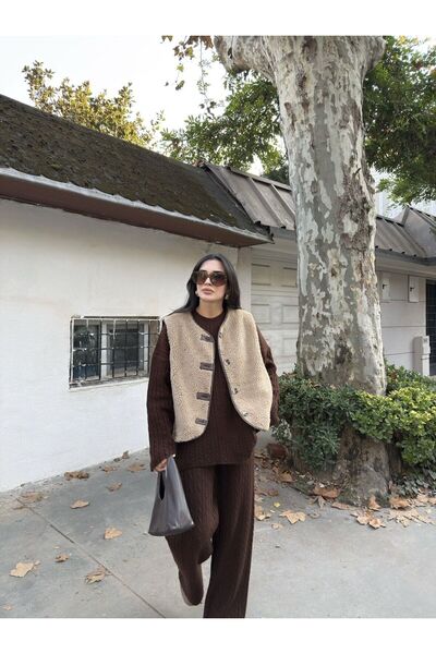 Tavie Peluş yelek-Vizon - STD