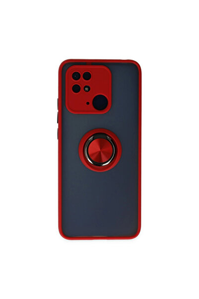 Twin Store غطاء سيليكون لهاتف Poco C40 مع حلقة مونتريال - أحمر