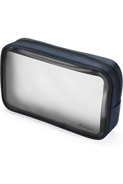 PROCASE TSA Approved Travel Toiletry Bag Pouch, Matte Clear (Navy)