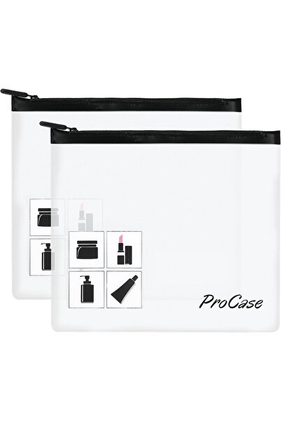 PROCASE TSA Approved Quart-Size Clear Travel Toiletry Bag Makeup Pouch (2-Pack)